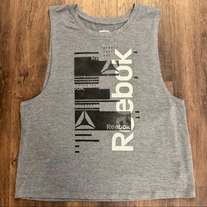 Reebok Women’s Gray Athletic Workout Tank Top With Large / Drop Armholes Size L
